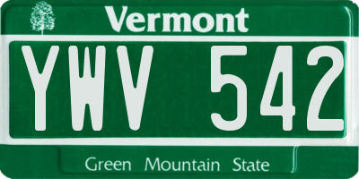 VT license plate YWV542