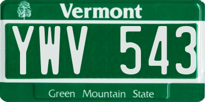 VT license plate YWV543