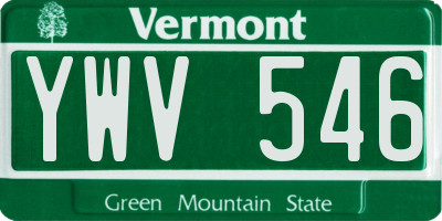 VT license plate YWV546