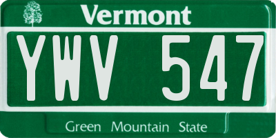 VT license plate YWV547