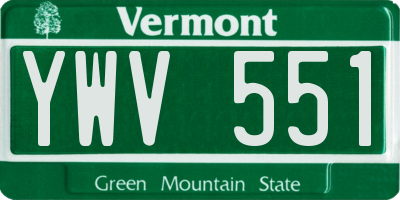 VT license plate YWV551