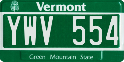 VT license plate YWV554