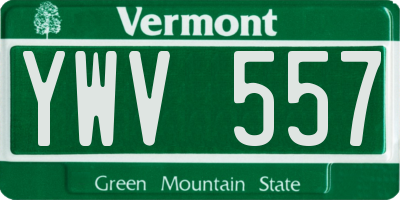 VT license plate YWV557