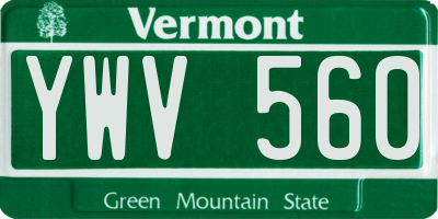 VT license plate YWV560