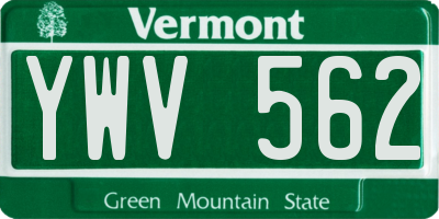 VT license plate YWV562