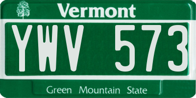 VT license plate YWV573