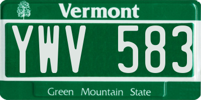 VT license plate YWV583