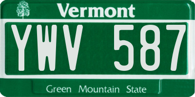VT license plate YWV587