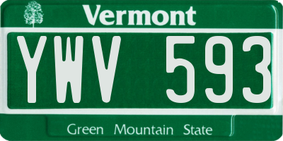 VT license plate YWV593
