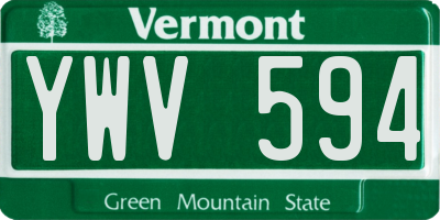 VT license plate YWV594