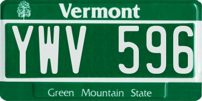 VT license plate YWV596