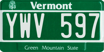 VT license plate YWV597