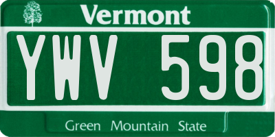 VT license plate YWV598