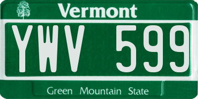 VT license plate YWV599