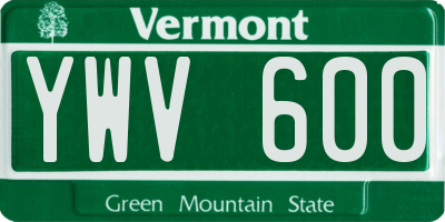VT license plate YWV600