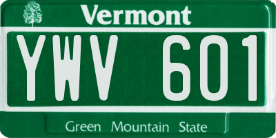 VT license plate YWV601