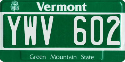 VT license plate YWV602