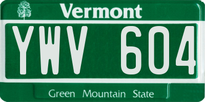 VT license plate YWV604