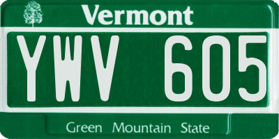 VT license plate YWV605
