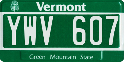VT license plate YWV607