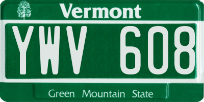 VT license plate YWV608