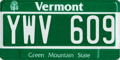 VT license plate YWV609