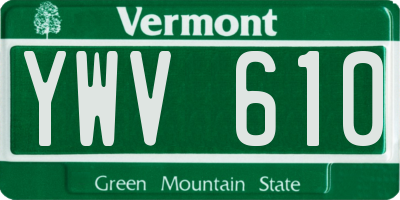 VT license plate YWV610