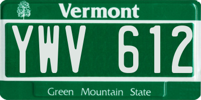VT license plate YWV612