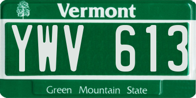 VT license plate YWV613