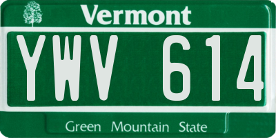 VT license plate YWV614