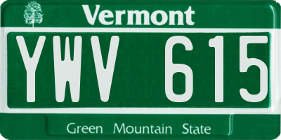 VT license plate YWV615