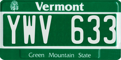 VT license plate YWV633