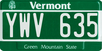 VT license plate YWV635