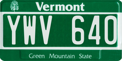 VT license plate YWV640