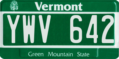 VT license plate YWV642