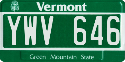 VT license plate YWV646