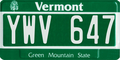 VT license plate YWV647