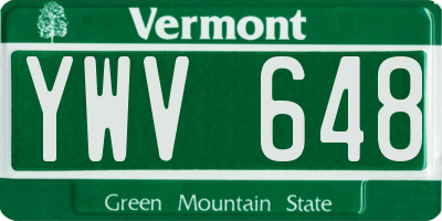 VT license plate YWV648
