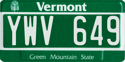 VT license plate YWV649