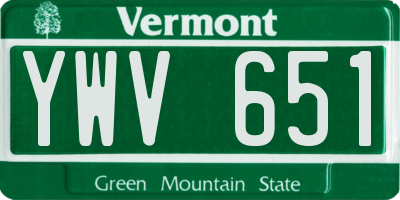 VT license plate YWV651