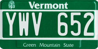 VT license plate YWV652
