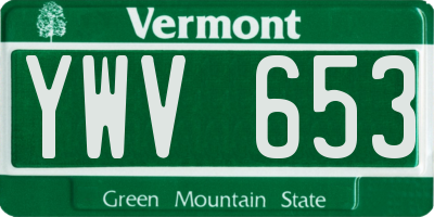 VT license plate YWV653