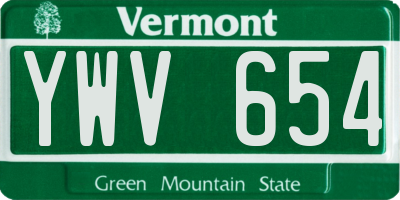 VT license plate YWV654
