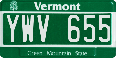 VT license plate YWV655