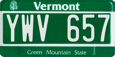VT license plate YWV657