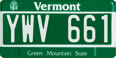 VT license plate YWV661