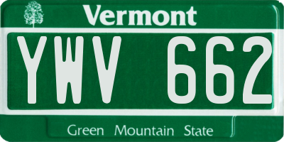 VT license plate YWV662