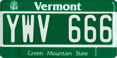 VT license plate YWV666