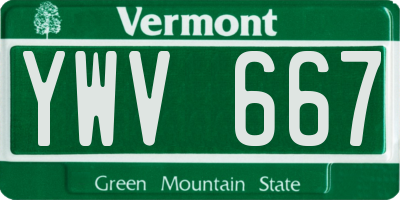 VT license plate YWV667