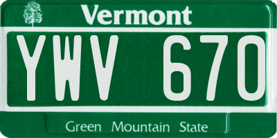 VT license plate YWV670